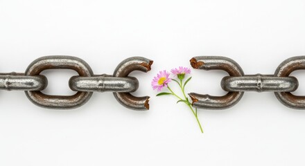 Broken Chain Link with Single Flower