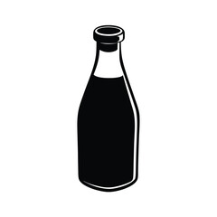 Elegant Black And White Bottle Illustration For Product Branding Or Beverage Packaging Design