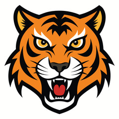 Obraz premium Angry tiger head vector on white background.