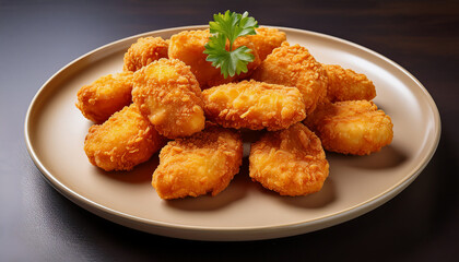 The Texture and Flavor of Crispy Golden Chicken Nuggets\
