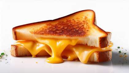 A Close-Up Detail of a Grilled Cheese with a Cheesy Cascade and Toasted Bread Texture
