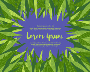 Illustration of a floral background featuring various tulip leaves, with a text placeholder. Ideal for banners, covers, greeting cards, invitations, posters, and other design templates. Hand-drawn