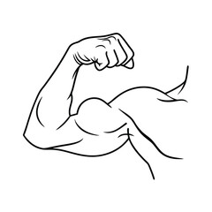 Line Art Illustration Of A Strong Arm Muscle With Detailed Contour