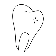 Tooth doodle illustration. Isolated on white background
