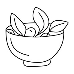 Plate of salad doodle. Isolated on white background