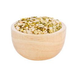 lentils seeds or vegan protein source in wooden bowl on transparent png