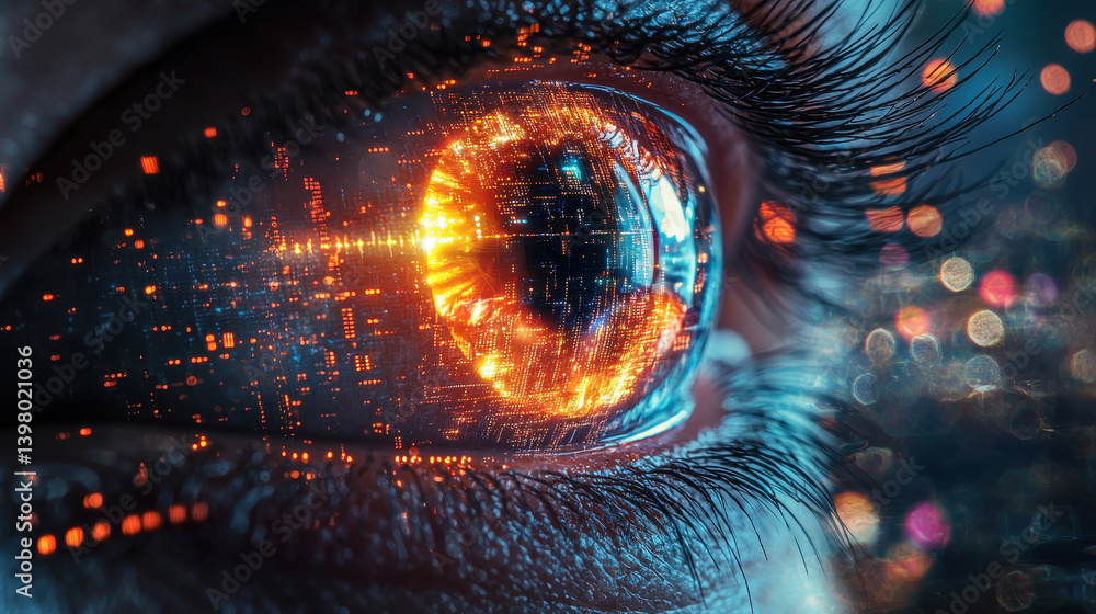 Aufkleber artificial intelligence eye analyzes media articles for layers of truth and lies in digital content 