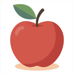 Flat design vector illustration of red apple
on white background.