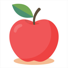 Flat design vector illustration of red apple
on white background.
