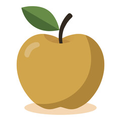 Flat design vector illustration of yellow apple
on white background.