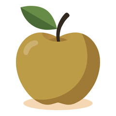 Flat design vector illustration of yellow apple
on white background.