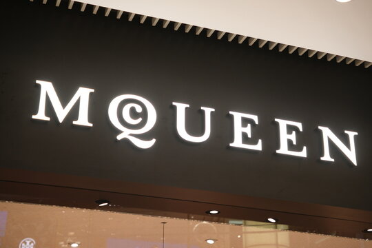 Shanghai,China-Nov.16th 2024: Alexander McQueen brand logo on store