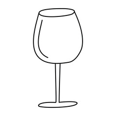 Wine glass doodle. Isolated on white background