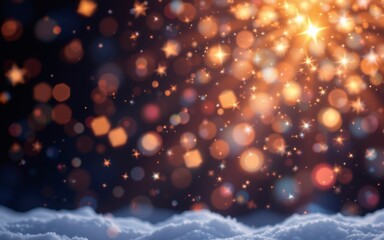 A mesmerizing display of bokeh lights shimmering against a dark backdrop, creating a magical, festive atmosphere