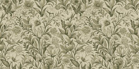 Intricate floral pattern in soothing green tones, perfect for elegant decor.