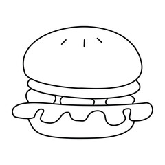 Burger doodle. Isolated on white background