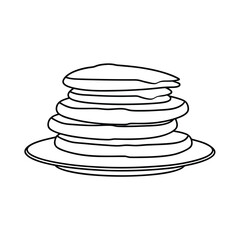Stack Of Pancakes Line Art Breakfast Food Drawing For Menu Designs