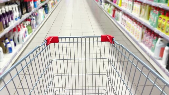 Choosing washing powder ,detergent,liquids at Groceries.