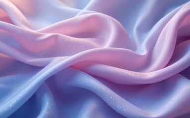 Soft, flowing fabric with a gradient of pastel colors, showcasing elegant folds and subtle texture