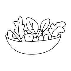 Plate of salad doodle. Isolated on white background