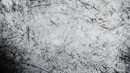 High-contrast image of scratched white surface with splatters and lines evoking industrial or aged aesthetics, suitable for textured backgrounds.