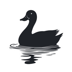 Silhouette of a duck floating on water