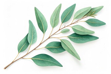Obraz premium Fresh eucalyptus sprig isolated on a white background