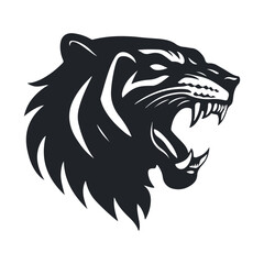 Roaring tiger head silhouette