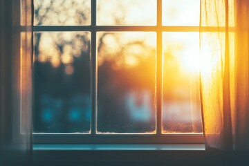 Blurred sunlight shadow texture with empty product mockup on a window silhouette, offering a calm atmosphere