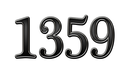 black metal 3d design of number 1359 on white background.