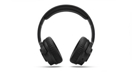 Fototapeta premium Wireless Headphones in Black Studio Shot for Music Listening and Relaxation