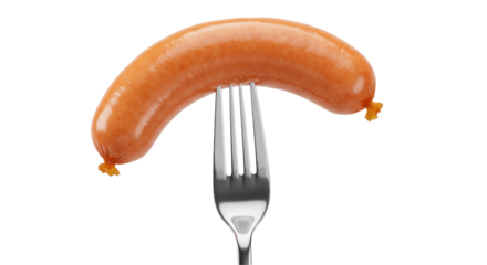 Isolated Sausage on Fork