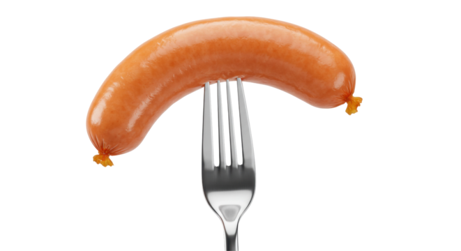 Isolated Sausage on Fork - Powered by Adobe