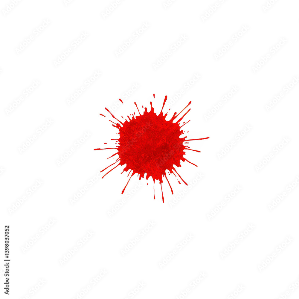 Poster vibrant red paint splatter on transparency background creates striking contrast, evoking sense of en