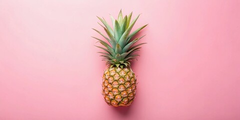 A single ripe pineapple on a pink background, a vibrant image ideal for summer themes, tropical designs, or food-related projects.