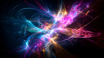 Abstract Colorful Glowing Particle Explosion