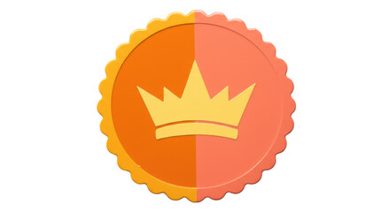 Isolated Orange Badge with Crown