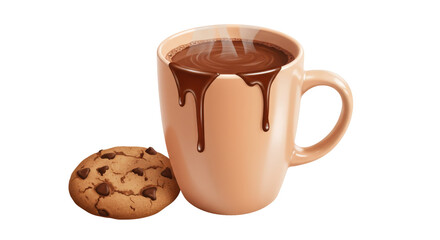 Isolated Hot Chocolate with Cookie