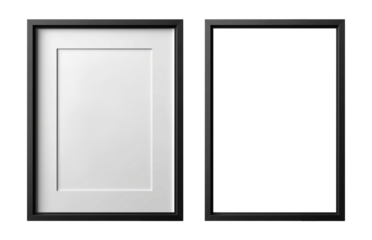 Black photo frames for image ratios 2:3 isolated on a transparent background