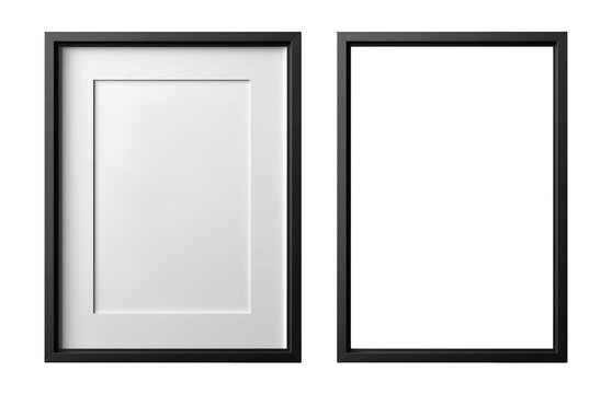 Black photo frames for image ratios 2:3 isolated on a transparent background