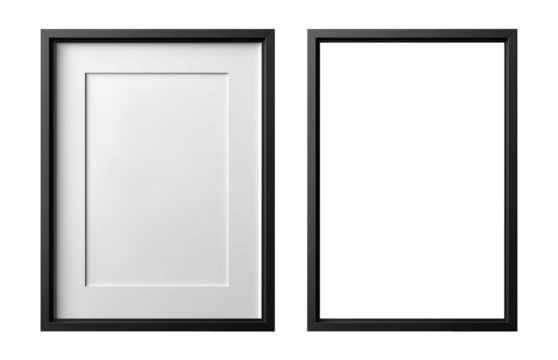 Black photo frames for image ratios 2:3 isolated on a transparent background