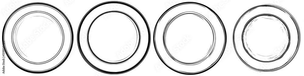 Aufkleber hand drawn vector design of blank circular plates in various sizes for artistic or culinary themes