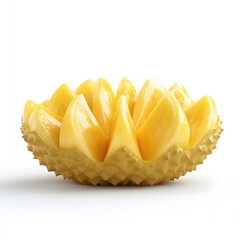 Close-up of a jackfruit, beautifully arranged segments ready to enjoy. Delicious Sliced Durian