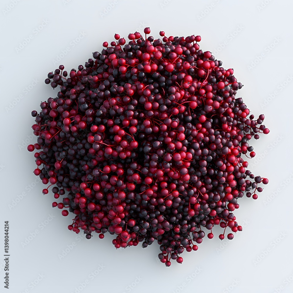 Aufkleber Close-up view of a large cluster of dark red and black berries. A Cluster of Red and Black Berries