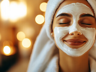 Beautiful woman is doing skin care, beauty close-up