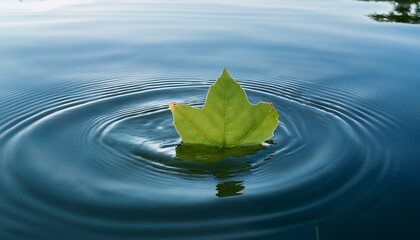 Leaves floating on a calm lake