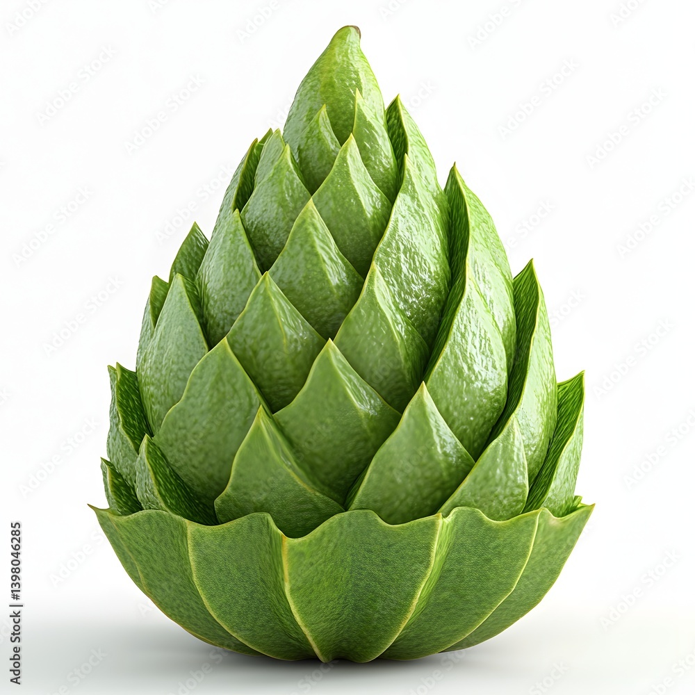 Poster a 3d rendered image of a green geometric plant. the abstract design showcases nature's intricate pat