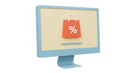 Isolated Computer Screen with Shopping Bag