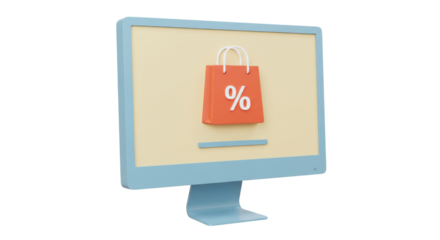 Isolated Computer Screen with Shopping Bag