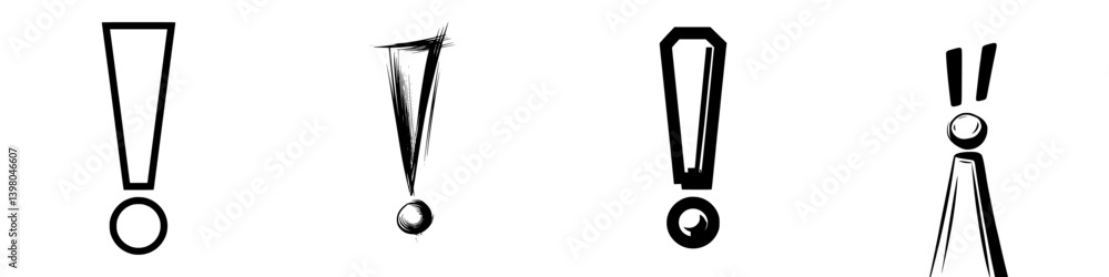 Poster vector hand draw illustration of expressive exclamation marks depicting diverse emotions and reactio